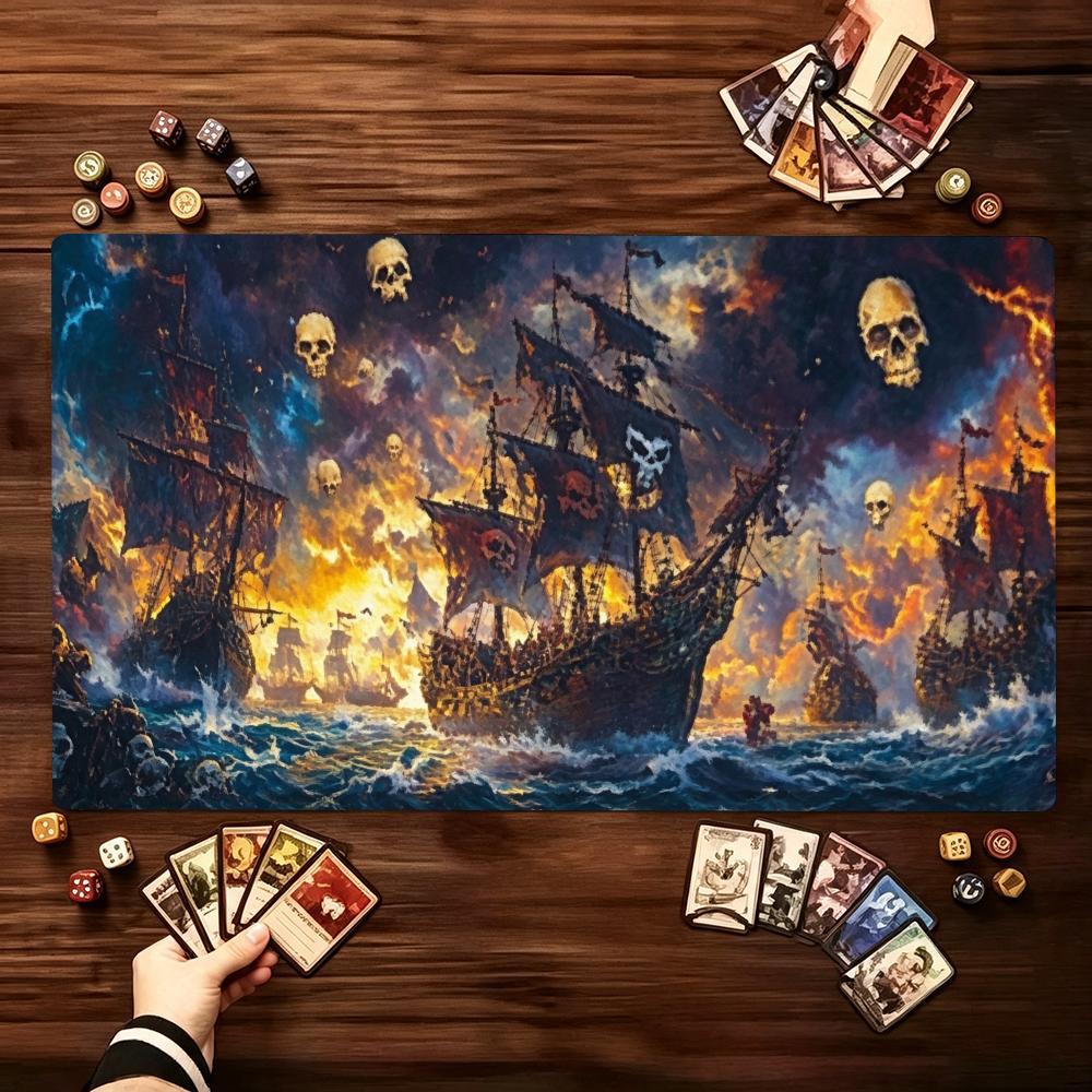 Board Game Pirates - Fantasy-Piraten-Schiff Erweiterte Spielmatte Rutschfeste Gummiunterseite Genähte