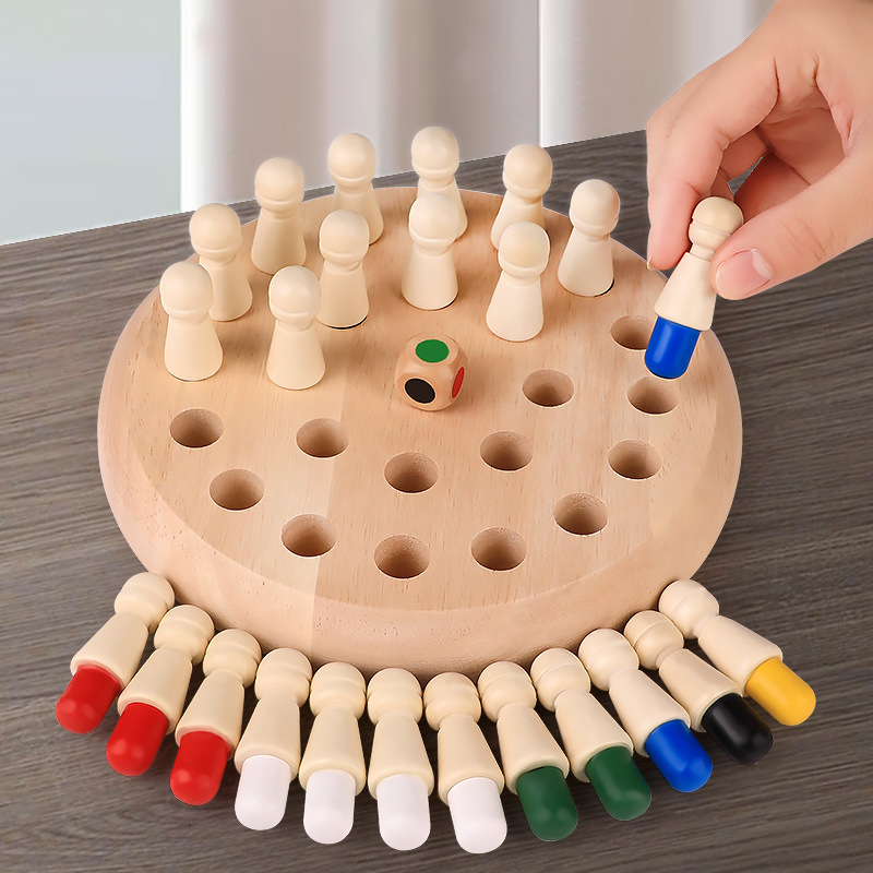 Board Game Life - Hölzernes Memory-Matchstick-Schachspiel, pädagogisches intelligentes Logikspielspielzeug, Eltern-Kind-Interaktionsspielzeug,